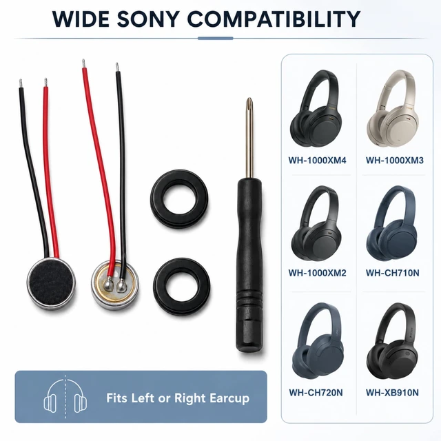Alt view image 2 of 7 - ANC Microphone Replacement for Sony WH-1000XM4 XM3 XM2 WH-CH710, 2-Pack CH720N, XB910N Compatible, Noise Canceling Mic Repair Kit, Stops Screeching Whistling, Left Right Earcup DIY Fix