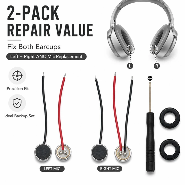 Alt view image 7 of 7 - ANC Microphone Replacement for Sony WH-1000XM4 XM3 XM2 WH-CH710, 2-Pack CH720N, XB910N Compatible, Noise Canceling Mic Repair Kit, Stops Screeching Whistling, Left Right Earcup DIY Fix