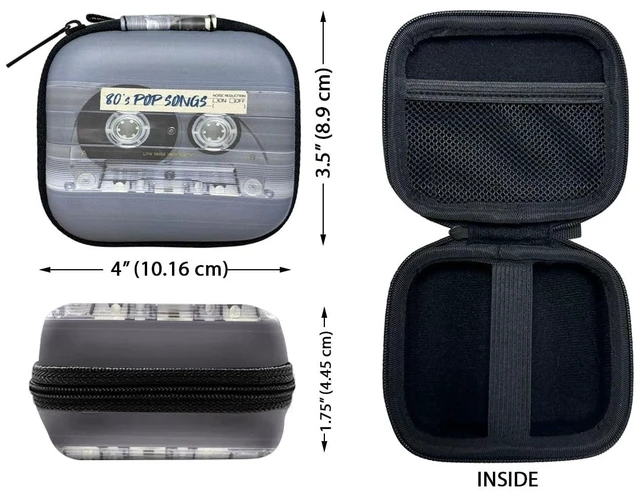Alt view image 3 of 6 - Portable Headphone Case, Earphone Storage Bag Carrying Case, Earbud Holder with Carabiner Compatible with Raycon Fitness Bluetooth True Wireless Earbuds - Retro Clear Cassette Tape Pop Songs
