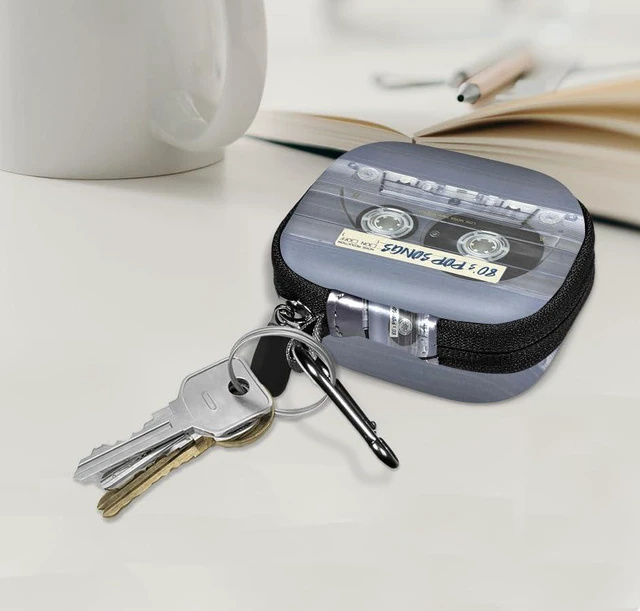 Alt view image 6 of 6 - Portable Headphone Case, Earphone Storage Bag Carrying Case, Earbud Holder with Carabiner Compatible with Raycon Fitness Bluetooth True Wireless Earbuds - Retro Clear Cassette Tape Pop Songs