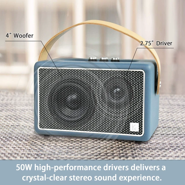Alt view image 2 of 7 - Vintage Blue Bluetooth Speaker, Vintage Home Decor Retro Knobs, Bluetooth 5.1, 20H Battery Life, Portable, Powerful Sound, with Subwoofer, APP Control
