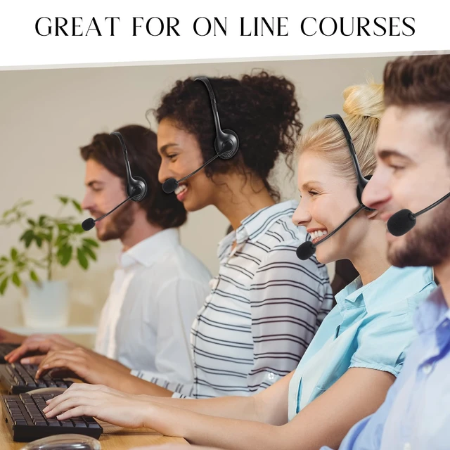 Alt view image 4 of 7 - Headset with Microphone Black Stereo Headphones Adjustable Office Conference Headphones with 3.5mm Plug for Adult Mobile Phone Tablet Business Call Center(30 Pcs)