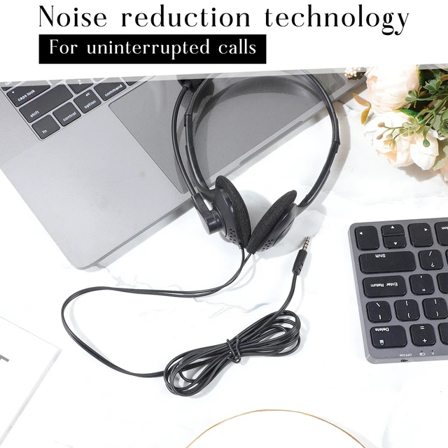 Alt view image 6 of 7 - Headset with Microphone Black Stereo Headphones Adjustable Office Conference Headphones with 3.5mm Plug for Adult Mobile Phone Tablet Business Call Center(30 Pcs)