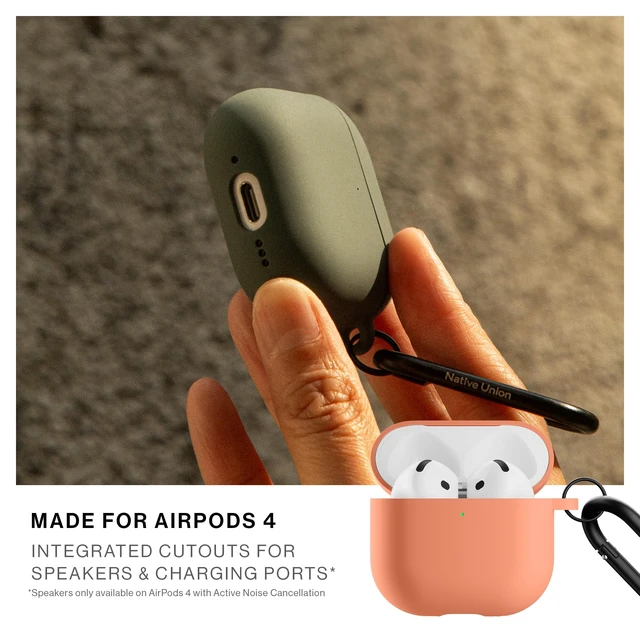 Alt view image 3 of 7 - Active Case for AirPods 4 & AirPods 4 with Active Noise Cancellation Silky Smooth Matte Silicone Case with Clip to Attach Anywhere (Apricot)