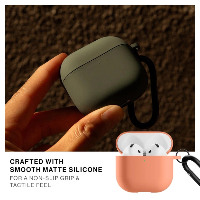 Alt view image 6 of 7 - Active Case for AirPods 4 & AirPods 4 with Active Noise Cancellation Silky Smooth Matte Silicone Case with Clip to Attach Anywhere (Apricot)