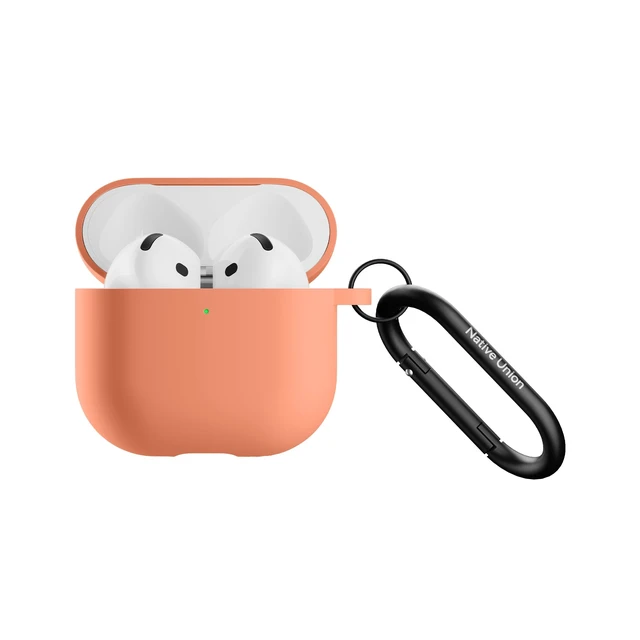 Alt view image 7 of 7 - Active Case for AirPods 4 & AirPods 4 with Active Noise Cancellation Silky Smooth Matte Silicone Case with Clip to Attach Anywhere (Apricot)