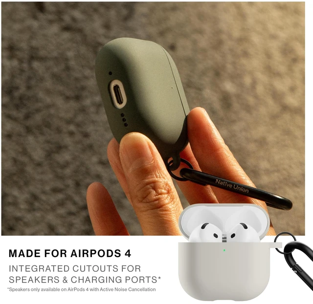 Alt view image 3 of 7 - Active Case for AirPods 4 & AirPods 4 with Active Noise Cancellation Silky Smooth Matte Silicone Case with Clip to Attach Anywhere (Sandstone)