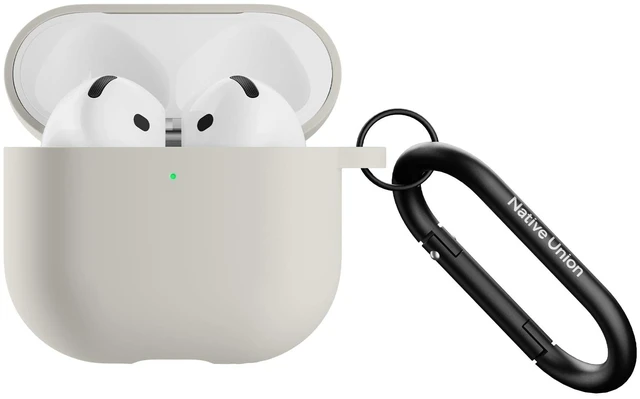 Alt view image 7 of 7 - Active Case for AirPods 4 & AirPods 4 with Active Noise Cancellation Silky Smooth Matte Silicone Case with Clip to Attach Anywhere (Sandstone)