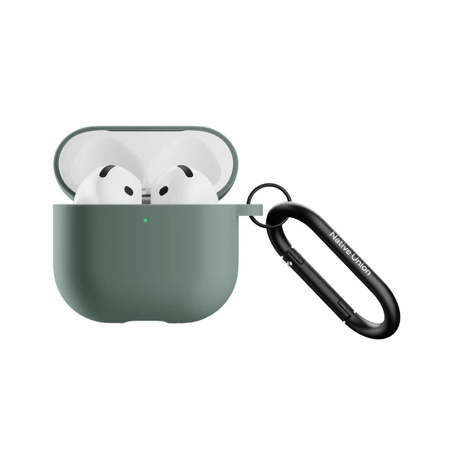 Alt view image 7 of 7 - Active Case for AirPods 4 & AirPods 4 with Active Noise Cancellation Silky Smooth Matte Silicone Case with Clip to Attach Anywhere (Slate Green)