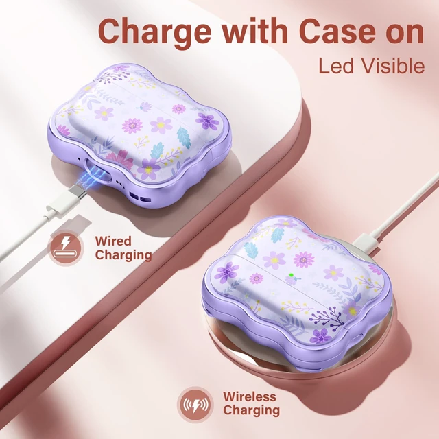 Alt view image 7 of 7 - for AirPods Pro 3 Case with Secure Lock, Cleaner Kit & Keychain Floral Print Cover with Scalloped Edge for Women Girls Compatible with Apple AirPods Pro 3 Case Cover, Fadeless