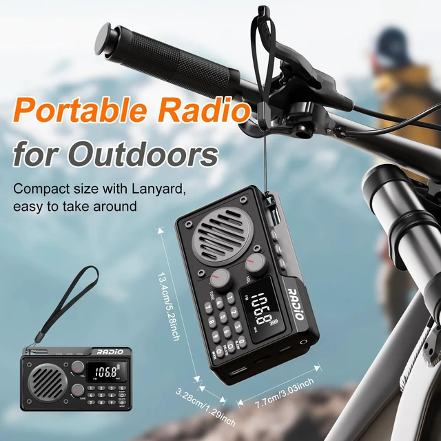 Alt view image 6 of 7 - Portable Radio AM FM Shortwave, Rechargeable Radio Bluetooth Speaker-Black 1500mAh 30H Playback, Excellent Reception, Large LCD Screen, Support TF Card U Disk, Sleep Timer, 3W Speaker Stereo Sound