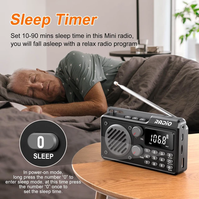 Alt view image 5 of 7 - Portable Radio AM FM Shortwave, Rechargeable Radio Bluetooth Speaker-Black 1500mAh 30H Playback, Excellent Reception, Large LCD Screen, Support TF Card U Disk, Sleep Timer, 3W Speaker Stereo Sound