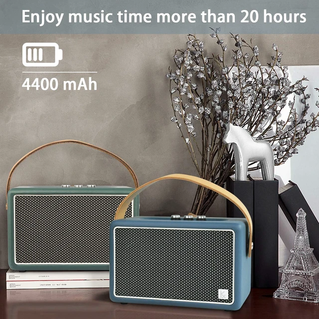 Alt view image 5 of 7 - Vintage Blue Bluetooth Speaker, Vintage Home Decor Retro Knobs, Bluetooth 5.1, 20H Battery Life, Portable, Powerful Sound, with Subwoofer, APP Control