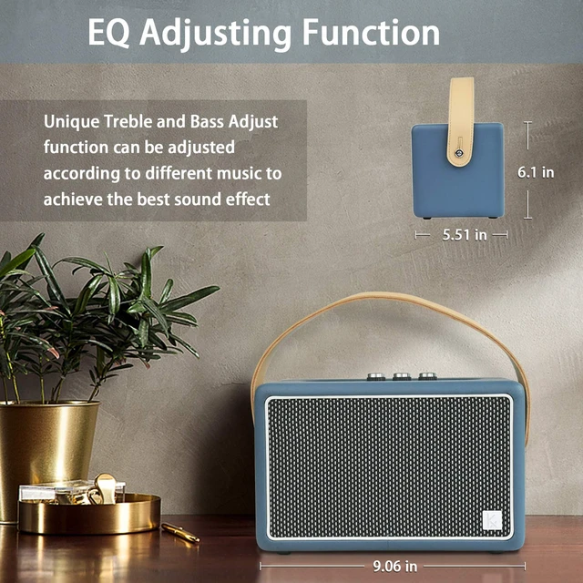 Alt view image 6 of 7 - Vintage Blue Bluetooth Speaker, Vintage Home Decor Retro Knobs, Bluetooth 5.1, 20H Battery Life, Portable, Powerful Sound, with Subwoofer, APP Control