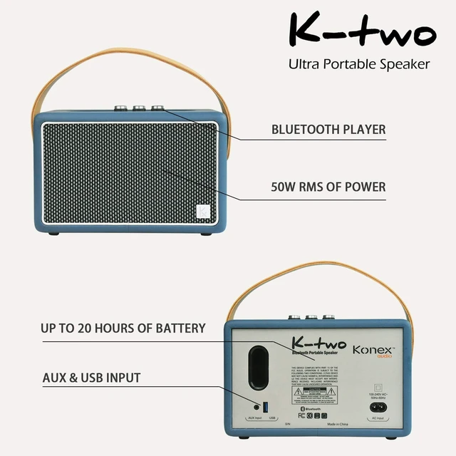 Alt view image 7 of 7 - Vintage Blue Bluetooth Speaker, Vintage Home Decor Retro Knobs, Bluetooth 5.1, 20H Battery Life, Portable, Powerful Sound, with Subwoofer, APP Control