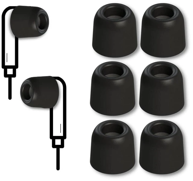 Main image of SmartCore Memory Foam Replacement IEM Ear Tips, Black, Medium 3 Pairs, TechDefender, for Most Wired Devices, Superior Noise Isolation, Ultimate Comfort, Secure Fit
