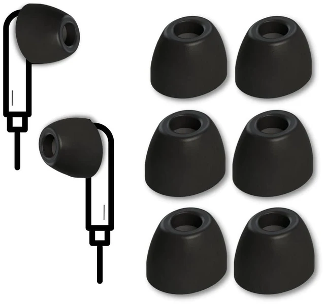 Main image of SmartCore Memory Foam Replacement IEM Ear Tips, Oval, Black, Medium 3 Pairs, for Most Wired Devices, Superior Noise Isolation, Ultimate Comfort, Secure Fit
