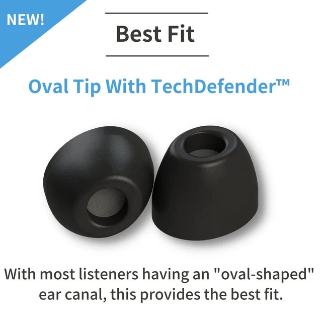 Alt view image 2 of 6 - SmartCore Memory Foam Replacement IEM Ear Tips, Oval, Black, Medium 3 Pairs, for Most Wired Devices, Superior Noise Isolation, Ultimate Comfort, Secure Fit
