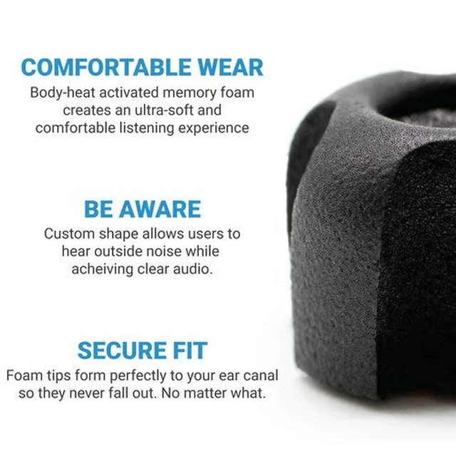 Alt view image 3 of 7 - Aware Pro SmartCore Memory Foam Replacement IEM Ear Tips, Black 3 Pairs, Large, for Most Wired Devices & IEMs, Superior Noise Isolation, Ultimate Comfort, Secure Fit