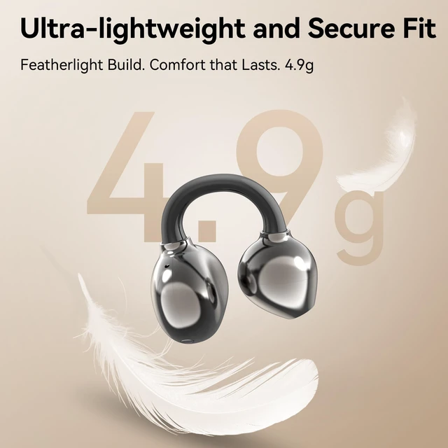 Alt view image 4 of 7 - Open Ear Clip on Earbuds Bluetooth Headphones Wireless Ear Buds Bluetooth 5.4 LED Digital Display IPX5 Waterproof HiFi Stereo 36H Playtime Comfortable Lightweight