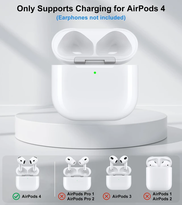 Alt view image 2 of 7 - Wireless Charging Case Compatible with AirPods 4 (USB-C Port) Replacement Case with Bluetooth Pairing Sync Button, Earbuds Not Included