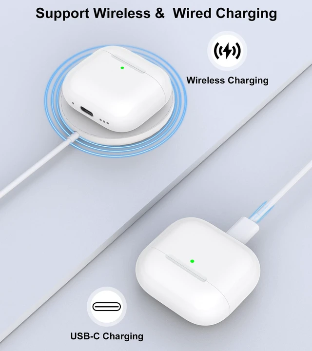 Alt view image 3 of 7 - Wireless Charging Case Compatible with AirPods 4 (USB-C Port) Replacement Case with Bluetooth Pairing Sync Button, Earbuds Not Included