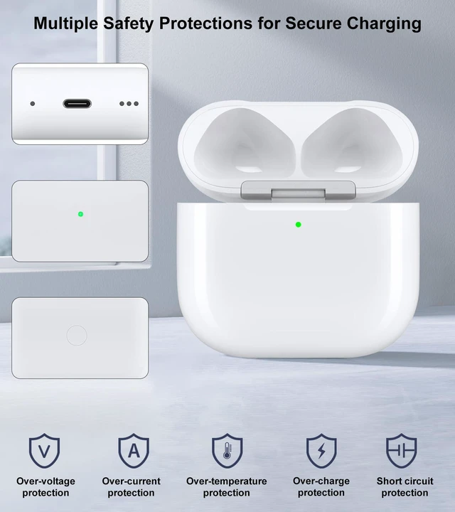 Alt view image 5 of 7 - Wireless Charging Case Compatible with AirPods 4 (USB-C Port) Replacement Case with Bluetooth Pairing Sync Button, Earbuds Not Included