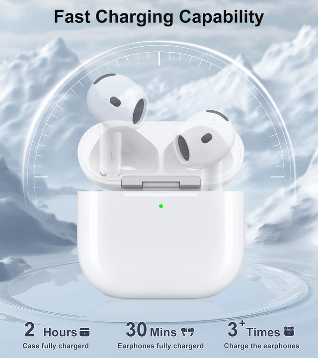 Alt view image 4 of 7 - Wireless Charging Case Compatible with AirPods 4 (USB-C Port) Replacement Case with Bluetooth Pairing Sync Button, Earbuds Not Included