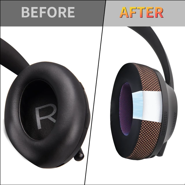 Alt view image 6 of 7 - Cushions Upgraded Replacement Ear Pads for Bose 700 Noise Cancelling (NC700) - Cooling Gel Replacement Ear Pads, Ice Silk Fabric Memory Foam, Added Thickness, Extra Durable Ear CushionsBlack/Orange