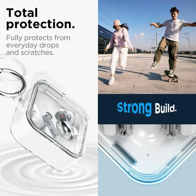 Alt view image 4 of 7 - Ultra Hybrid Designed for Nothing Ear 2 Case (2023) Dual Layer Protection, Transparent PC Shell with TPU Bumpers. Included Carabiner - Jet White