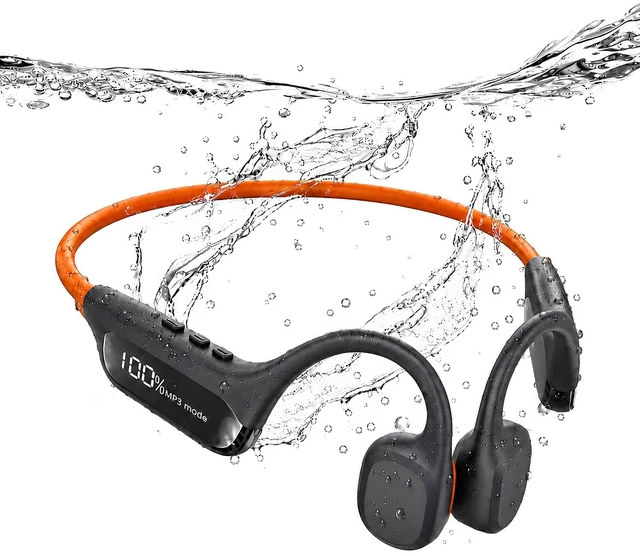 Main image of Bone Conduction Headphones IP68 Waterproof, 32GB MP3 Player, Open-Ear Wireless Bluetooth 5.2 Waterproof Headphones for Swimming, Pool, Open Water, Running & Training - Fast Charging - Orange