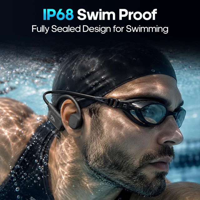 Alt view image 2 of 7 - Bone Conduction Headphones IP68 Waterproof, 32GB MP3 Player, Open-Ear Wireless Bluetooth 5.2 Waterproof Headphones for Swimming, Pool, Open Water, Running & Training - Fast Charging - Orange