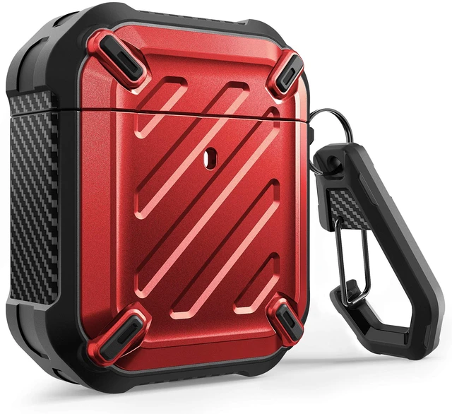 Main image of for AirPods 2 / AirPods1 Military-Grade Case with Carabiner, Red Military-Grade Drop Protection, Anti-Scratch Hard Shell Cover for AirPods 1st / 2nd, Supports Wireless Charging, UB Pro