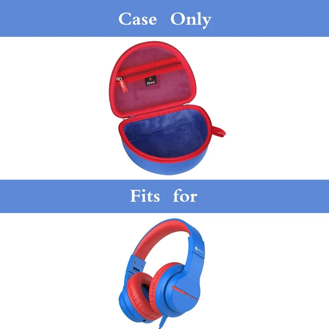 Alt view image 7 of 7 - Kids Headphones Case Suitable for iClever BTH12 / HS19 / BTH26 / JoySpark-T5 / Candy Bila BH03 / EarFun/IMYB/MIDOLA MD-B01 / noot Products Foldable Kids Headphones (Blue) (Blue and Red)