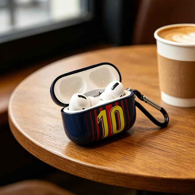 Alt view image 3 of 5 - No. 10 Jersey Bluetooth Headphone Protective Case,Compatible with Apple AirPods Pro 2nd and 1st (Black, Barcelona)