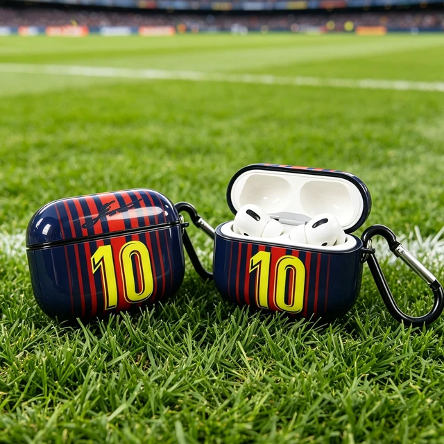Alt view image 4 of 5 - No. 10 Jersey Bluetooth Headphone Protective Case,Compatible with Apple AirPods Pro 2nd and 1st (Black, Barcelona)