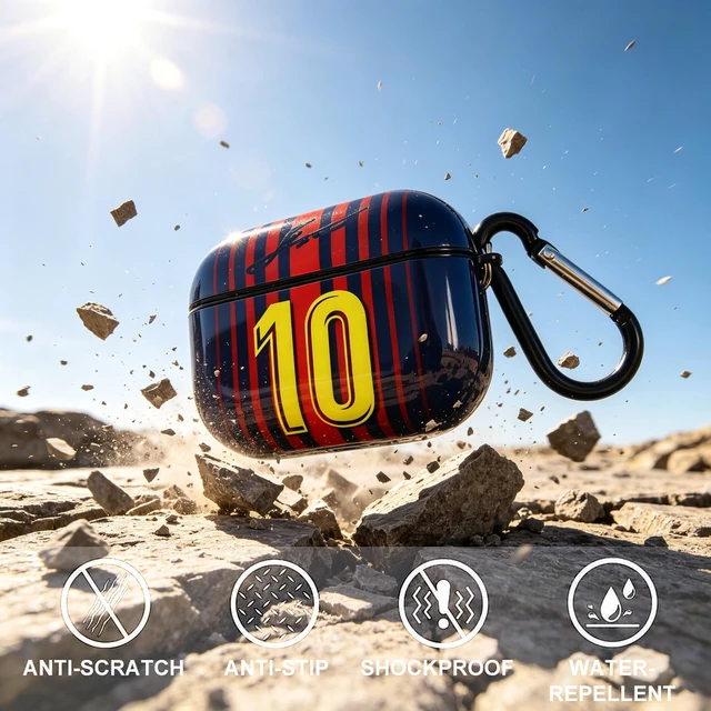 Alt view image 2 of 5 - No. 10 Jersey Bluetooth Headphone Protective Case,Compatible with Apple AirPods Pro 2nd and 1st (Black, Barcelona)