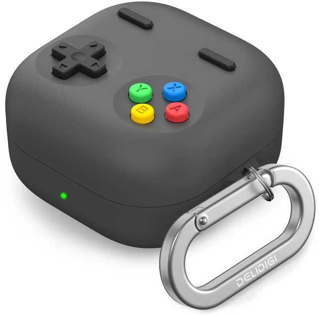 Main image of Retro Gaming Case Compatible with Samsung Galaxy Buds 4 Pro & Galaxy Buds 4 (2026) Silicone Protective Cover with Carabiner Game Console Style Earbuds Case Accessories