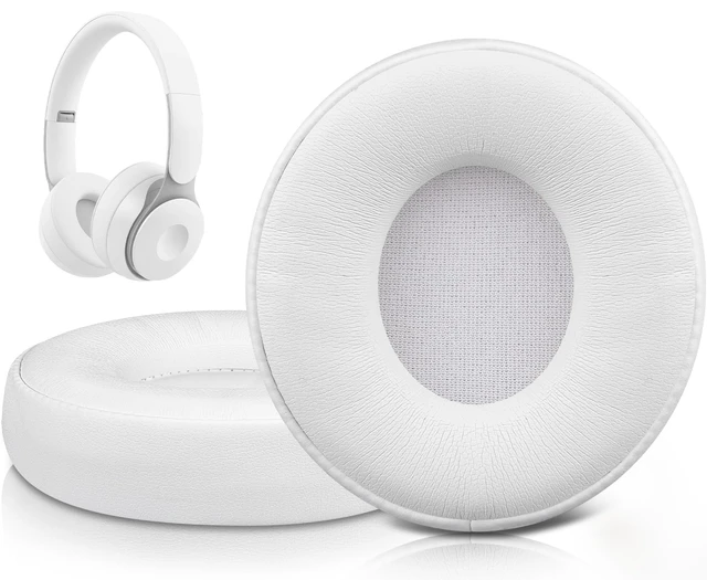 Main image of Replacement Ear Pads Cushions for Beats Solo Pro Wireless Noise Cancelling On-Ear Headphones, Earpads with Softer Protein Leather - White