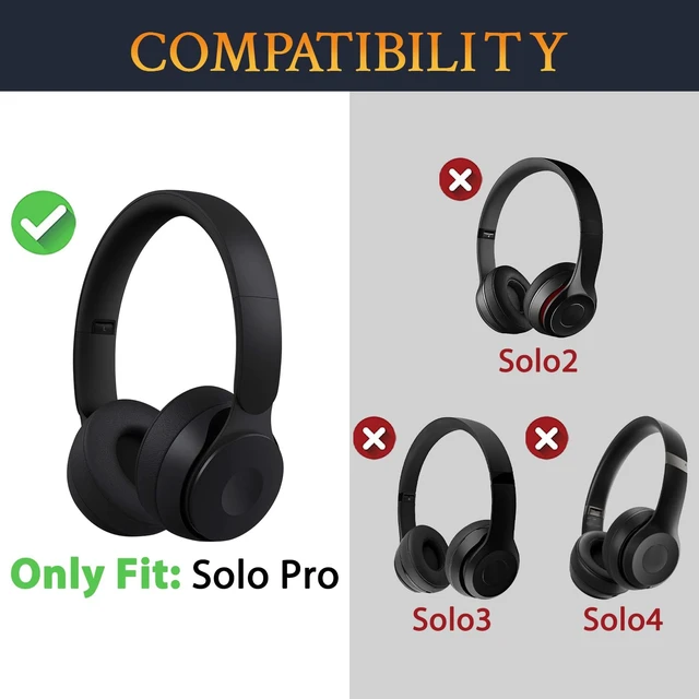Alt view image 2 of 7 - Replacement Ear Pads Cushions for Beats Solo Pro Wireless Noise Cancelling On-Ear Headphones, Earpads with Softer Protein Leather - White