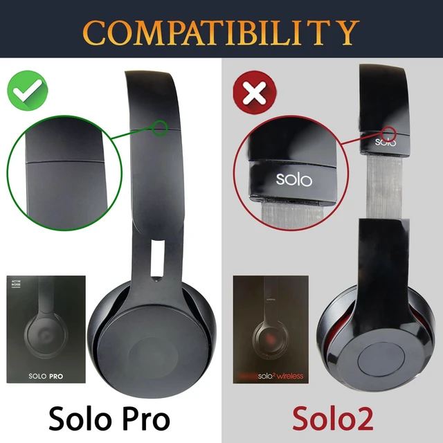 Alt view image 3 of 7 - Replacement Ear Pads Cushions for Beats Solo Pro Wireless Noise Cancelling On-Ear Headphones, Earpads with Softer Protein Leather - White