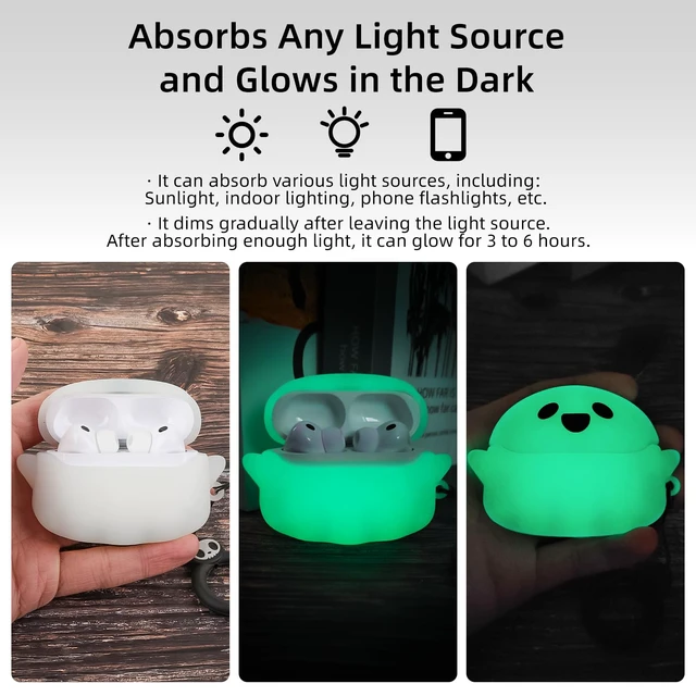 Alt view image 4 of 7 - for AirPods Pro 3 Case Cute with Cleaner Kit, Glow in the Dark 3D Ghost Case Cover for Apple AirPods Pro 3rd Generation, Soft Silicone Anime Funny Case Design AirPods Pro3 for Women Men