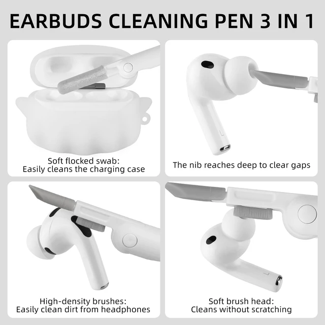 Alt view image 6 of 7 - for AirPods Pro 3 Case Cute with Cleaner Kit, Glow in the Dark 3D Ghost Case Cover for Apple AirPods Pro 3rd Generation, Soft Silicone Anime Funny Case Design AirPods Pro3 for Women Men