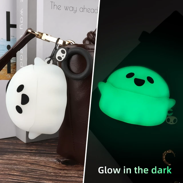 Alt view image 7 of 7 - for AirPods Pro 3 Case Cute with Cleaner Kit, Glow in the Dark 3D Ghost Case Cover for Apple AirPods Pro 3rd Generation, Soft Silicone Anime Funny Case Design AirPods Pro3 for Women Men