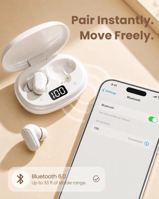 Alt view image 5 of 7 - Mini Small Earbuds Wireless Bluetooth Headphones Blue Tooth Ear Buds for iPhone Android Phone Small Ears Canals Women Comfortable Kids Earphones True Wireless Tiny Earbuds for Sports Running
