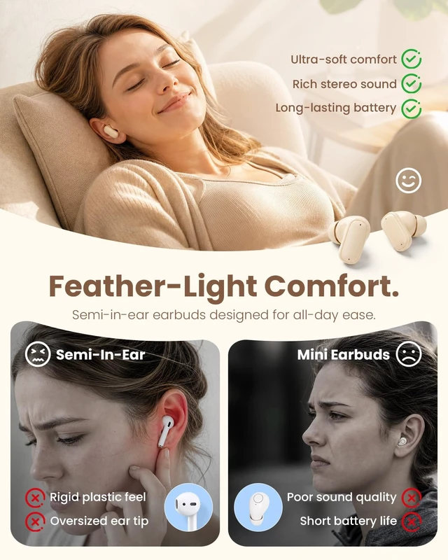 Alt view image 6 of 7 - Mini Small Earbuds Wireless Bluetooth Headphones Blue Tooth Ear Buds for iPhone Android Phone Small Ears Canals Women Comfortable Kids Earphones True Wireless Tiny Earbuds for Sports Running