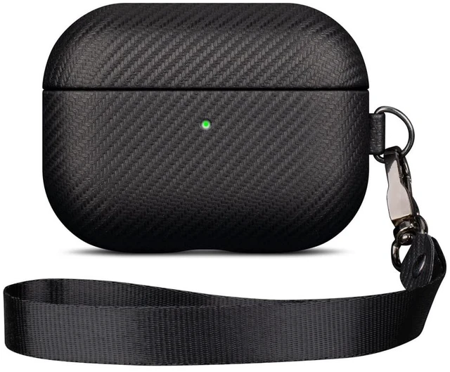 Main image of AirPods Pro 1 Case Cover (Not for AirPods Pro 2nd Gen), Handmade AirPods Pro 1st Generation Case Protective Cover, Carbon Fiber Style Vegan Leather Case for Women/Men- Black