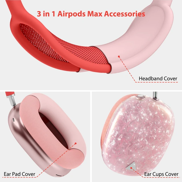 Alt view image 5 of 7 - Case Cover for AirPods Max Headphone,Glitter Shell Pattern TPU Ear Cup Case,Silicone Ear Pad/Headband Protective Cover Accessories Compatible with Apple AirPods Max(2024/2020),Glitter Pink Seashell