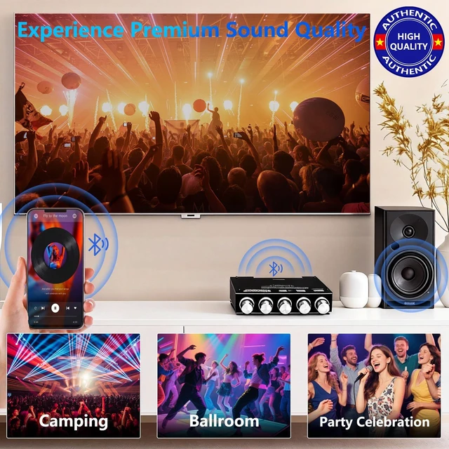 Alt view image 7 of 7 - 2.1 Bluetooth Amplifier Board, 50W*2+100W BT 5.0 AMP Board for DIY Speakers HiFi Subwoofer Audio AMPs with Treble and Bass, TPA3116D2, BT and AUX Inputs, 2.1 Channel Stereo AMP Module for DIY