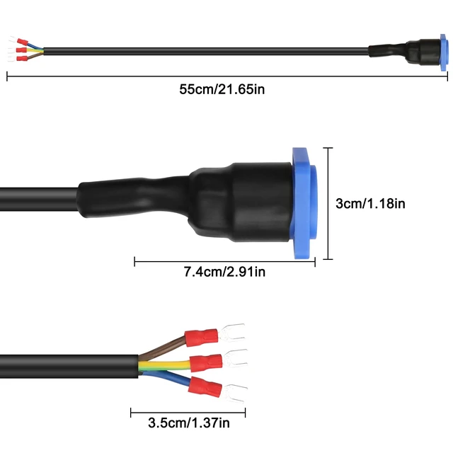Alt view image 2 of 7 - PowerCon Input Female PanelMount to Y Spade Plug Cord 20A/250V 3Pin AC Power Jack Scoket Chassis to Fork Spade Terminal Extension Cable for Stage Light LED Connector-0.5M/1.6FT